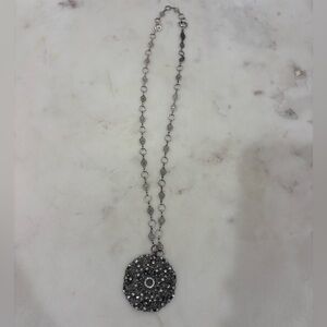 Crystal Pendant Vintage Necklace Silver